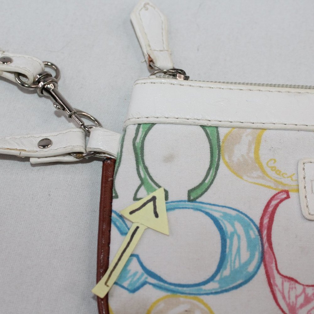 Coach Wristlet Multicolored Rainbow C Logo Fabric #162 - Picture 9 of 10